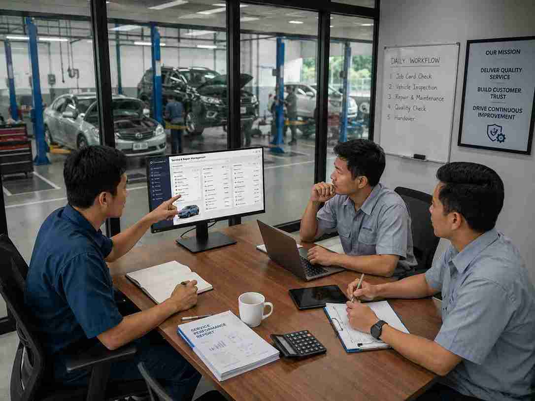 Workshop job sheet and repair costing system screenshot
