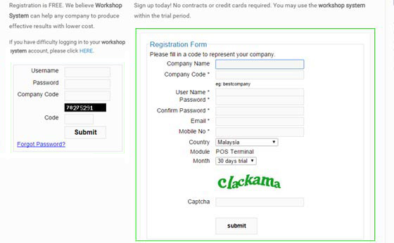 Workshop System registration guide step 2