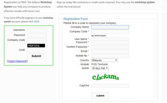Workshop System registration guide step 3