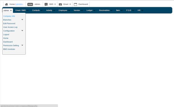 Workshop System admin company info screenshot