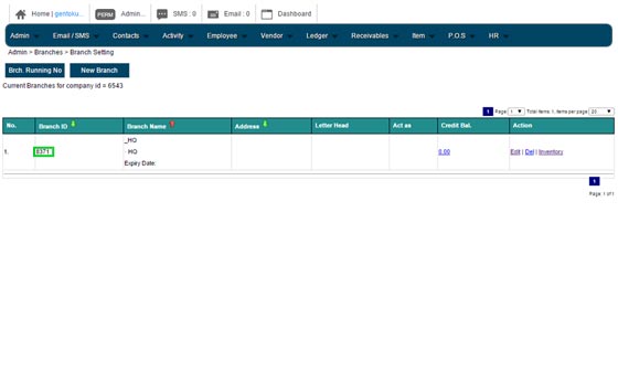 Workshop System branch ID screenshot